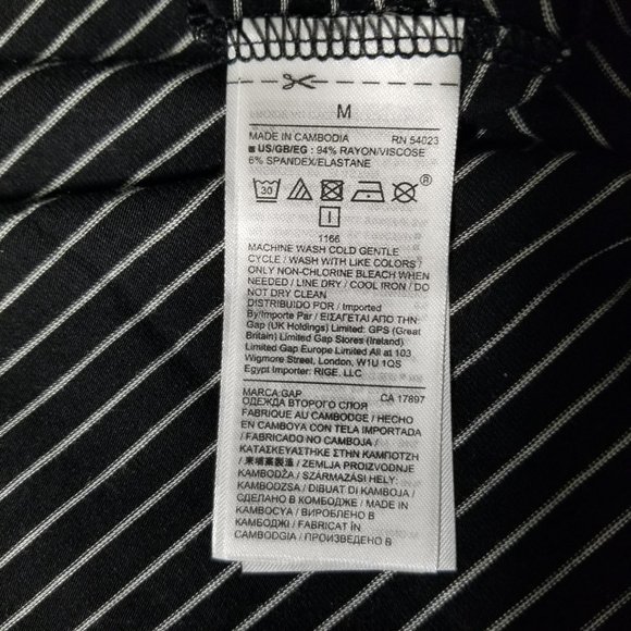 GAP Maternity Womens Sz M Long Sleeve Dress Faux Wrap Black White Striped V-Neck - Picture 10 of 10